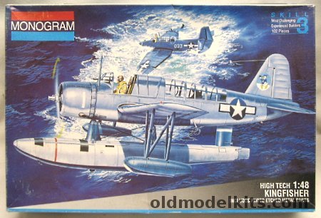 Monogram 1/48 OS2U Kingfisher High Tech - With Photoetched Details - Landplane or Seaplane - Prewar 'High Visibility' (yellow wings) / Wartime US Navy with 'Donald Duck' markings / RAF, 5488 plastic model kit